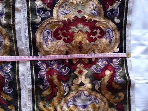 Antique French /English Wool Needlepoint Matching Panels x 3. 116 x 30 cm Each. - Picture 4 of 7