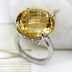 Authentic Beautiful Stunning Citrine Ring 925 Sterling Silver Ring Gold Plated Ring