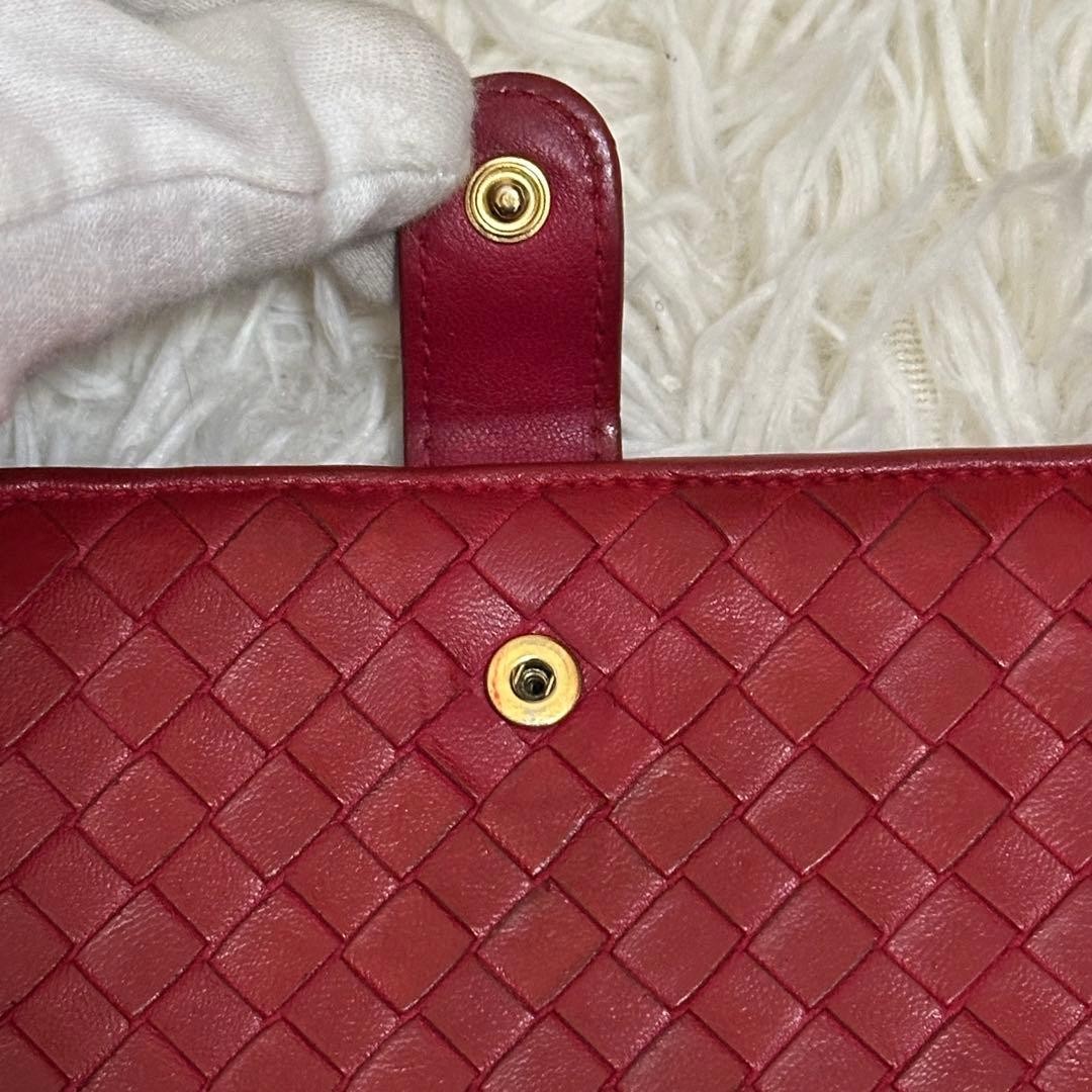 Bottega Veneta Intrecciato Leather Bifold Wallet Red Unisex Excellent Condition thumbnail 12
