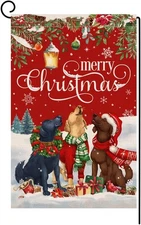 BLKWHT Christmas Dogs Garden Flag 12x18 Vertical Double Sided 12x18, Red 