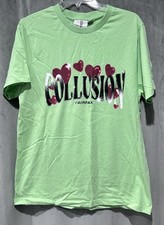 COLLUSION Mens Green Cotton Crew Neck Short Sleeve T-Shirt Large