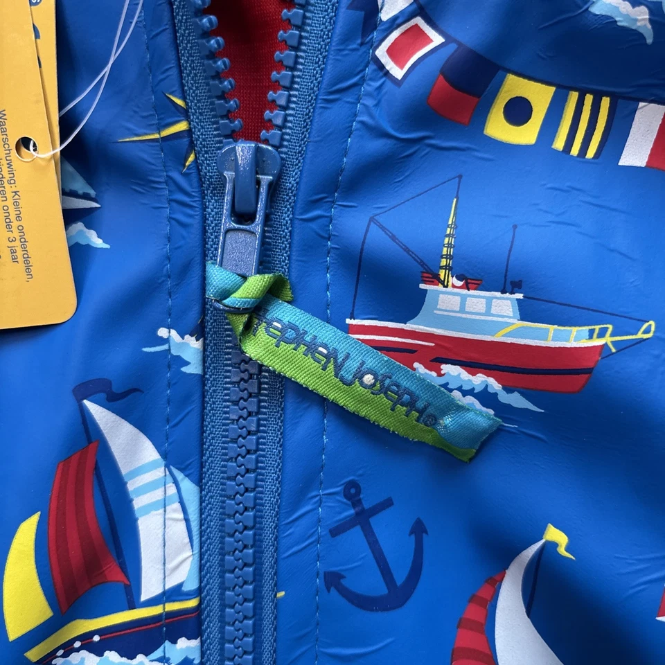 ABRIGO IMPERMEABLE Stephen Joseph estampado náutico talla 7/8 Nuevo con etiquetas Foto 4 de 4