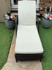 Rattan 3-Piece Garden Furniture 2chairs with Cushions & Sun Lounge Brown