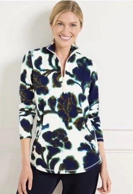 T By Talbots floral Quarter zip Plus petite Xp NWT 
