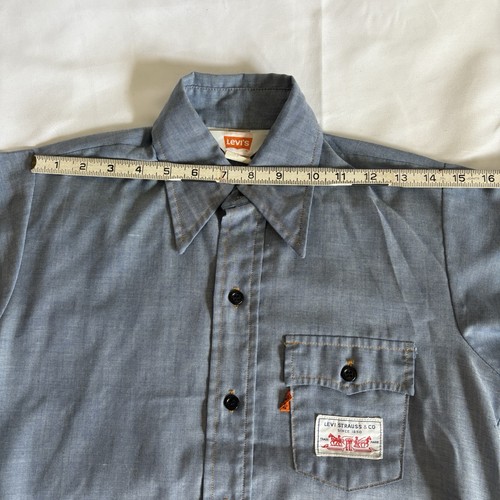 Vintage Levis Chambray Shirt Mens Small Orange Tab Long Sleeve 1970s Rare Wpl423 - Picture 15 of 18