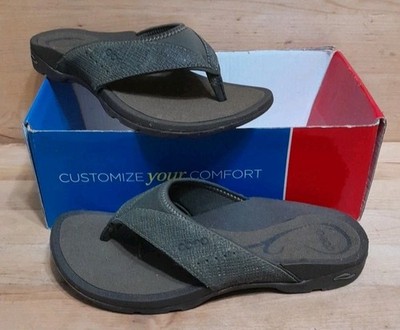NEW! ABEO BIO SYSTEM BALBOA Sandals OLIVE HTCH Leather Thong FlipFlop Orthotic 5