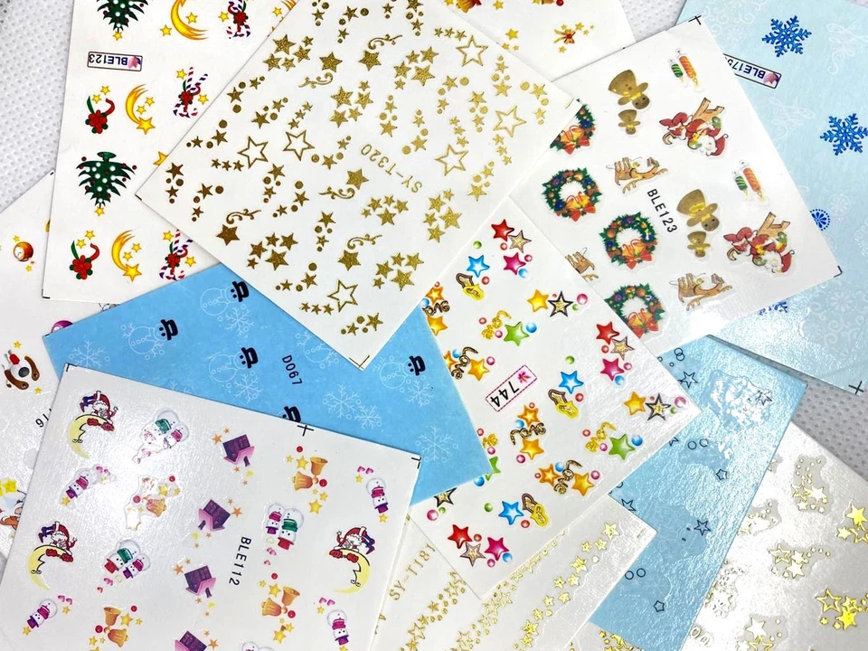 MARKENLOS 10x Wassertransfer Nagelsticker Weihnachten Nail Art Tattoo verschiedene Motive