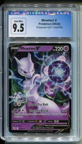 2022 Pokemon GO 030/078 Mewtwo V Holo CGC 9.5 GEM MINT