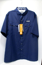 Habit Fishing Shirt Mens Large Navy Short Sleeve Sun Protection Outdoors