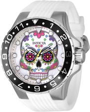 INVICTA 36853 Aviator Dia De Los Muertos MOP Dial Steel 50mm Candy Skull Watch
