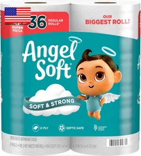 Toilet Paper, 6 Super Mega Rolls = 36 Regular Rolls, Soft and Strong Toilet Tiss