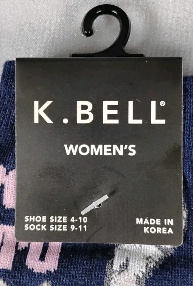 K.Bell Divertidos Calcetines CAT "Talk To The TAIL" Mujer Zapato Talla 4-10 AZUL MARINO NUEVO CON ETIQUETAS Foto 3 de 4