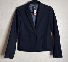 Gap Womens Size 0 Navy Blue Icon Blazer PQ Uniform Academia Preppy School NEW