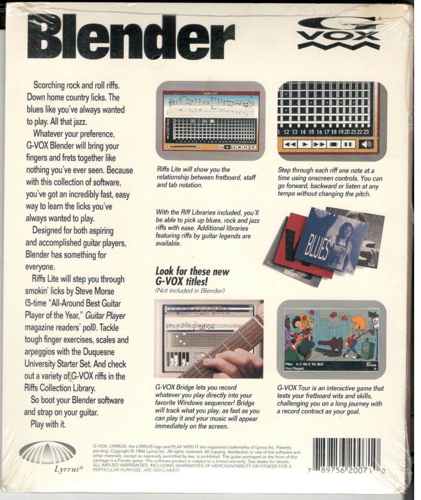 G VOX BLENDER SOFTWARE FOR MAC GUITAR RIFFS VERY RARE SEALED BRAND NEW ON SALE