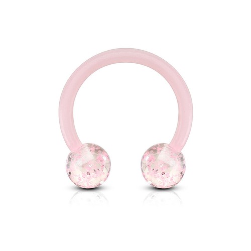 Pair Super Glitter Acrylic Circular Flexible Barbell Horseshoe Ear Cartilage 16G - Picture 11 of 14