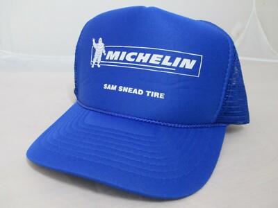 Michelin Man Pneumatico Cappello Camionista Vintage Snapback Blu Mesh Cappello