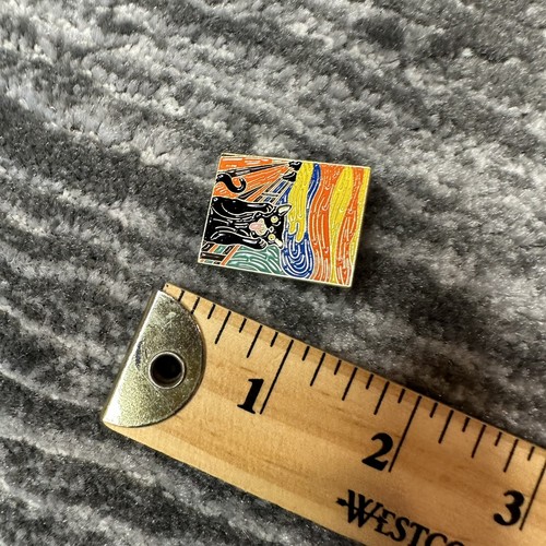 Cat Enamel Pin Edvard Munch Scream Inspired With Cat Brooch Lapel Badge New - Picture 3 of 4