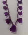 Purple Quarts Crystal Geode Rock and Beads Necklace 18 inch with a lock #109 — photo 6