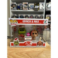 EXCLUSIVE FLOCKED (FUZZY) Grinch & Max Funko Pop 2-Pack Christmas Dr. Seuss Dogs