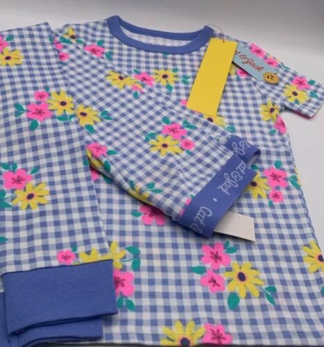 Girls' 2pc Gingham Floral 100% Cotton Snug Fit Pajama Set - Cat & Jack Blue 6