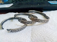 3PCS Etched Decorative Baby Bangle Hinged Bracelets