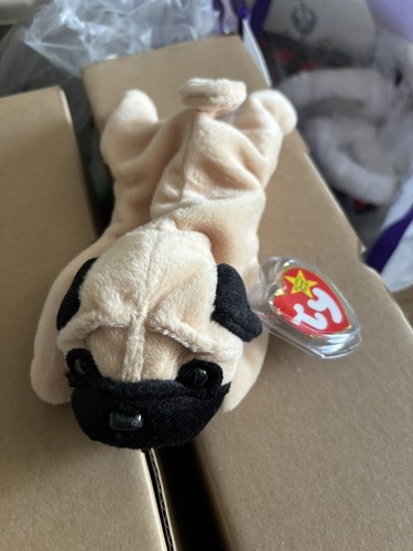 TY Beanie Baby PUGSLY il cane carlino peluche giocattolo