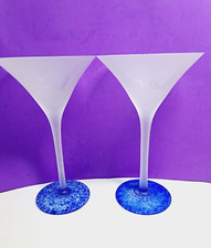 Grey Goose Martini Glasses With Blue Bottoms Set of 2