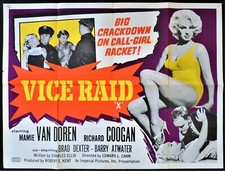 VICE RAID 1960 Mamie Van Doren, Richard Coogan, Brad Dexter UK QUAD POSTER