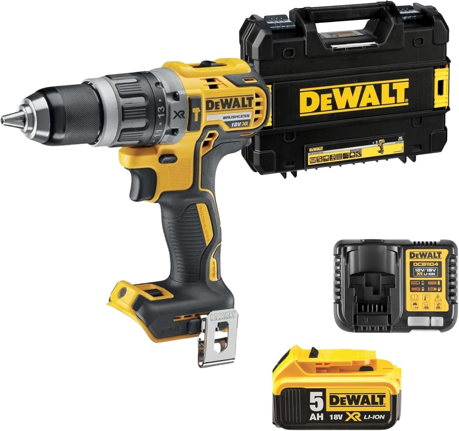 DEWALT DCD796P1-GB XR Compact Lithium-Ion Combi Drill, 18 V, Yellow/Black