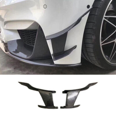 Carbon Fiber Front Bumper Lip Spoiler Fins Canards For BMW M3 M4 15-18 MAD-Style