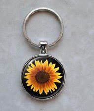 Sunflower Orange Yellow Botany Keychain