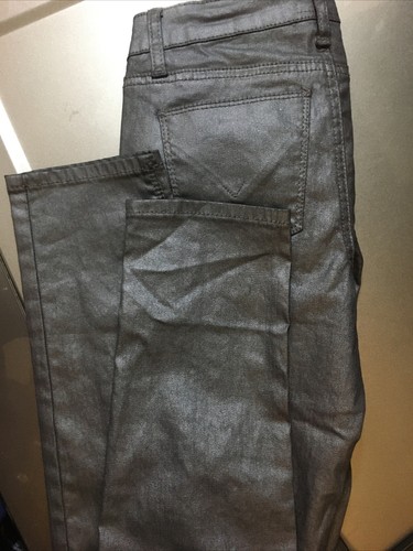 Girls Junior Hudson Gray MetallicW/Zippers coated Skinny Jeans 16 New! - Picture 9 of 9