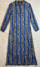 NWT Tango Mango Size M Blue Brown Animal Print Button Front Belt Dress