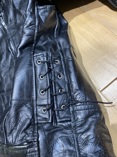 Diamond Plate Buffalo Leather Biker Jacket Size 2X Live to Ride Patched Route 66 - Picture 6 of 17