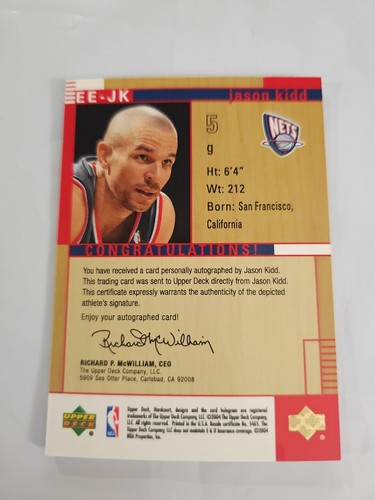Jason "J-Kidd" Kidd 2004-05 Upper Deck Hardcourt Engraved On Card Auto # EE-JK - Bild 2 von 14
