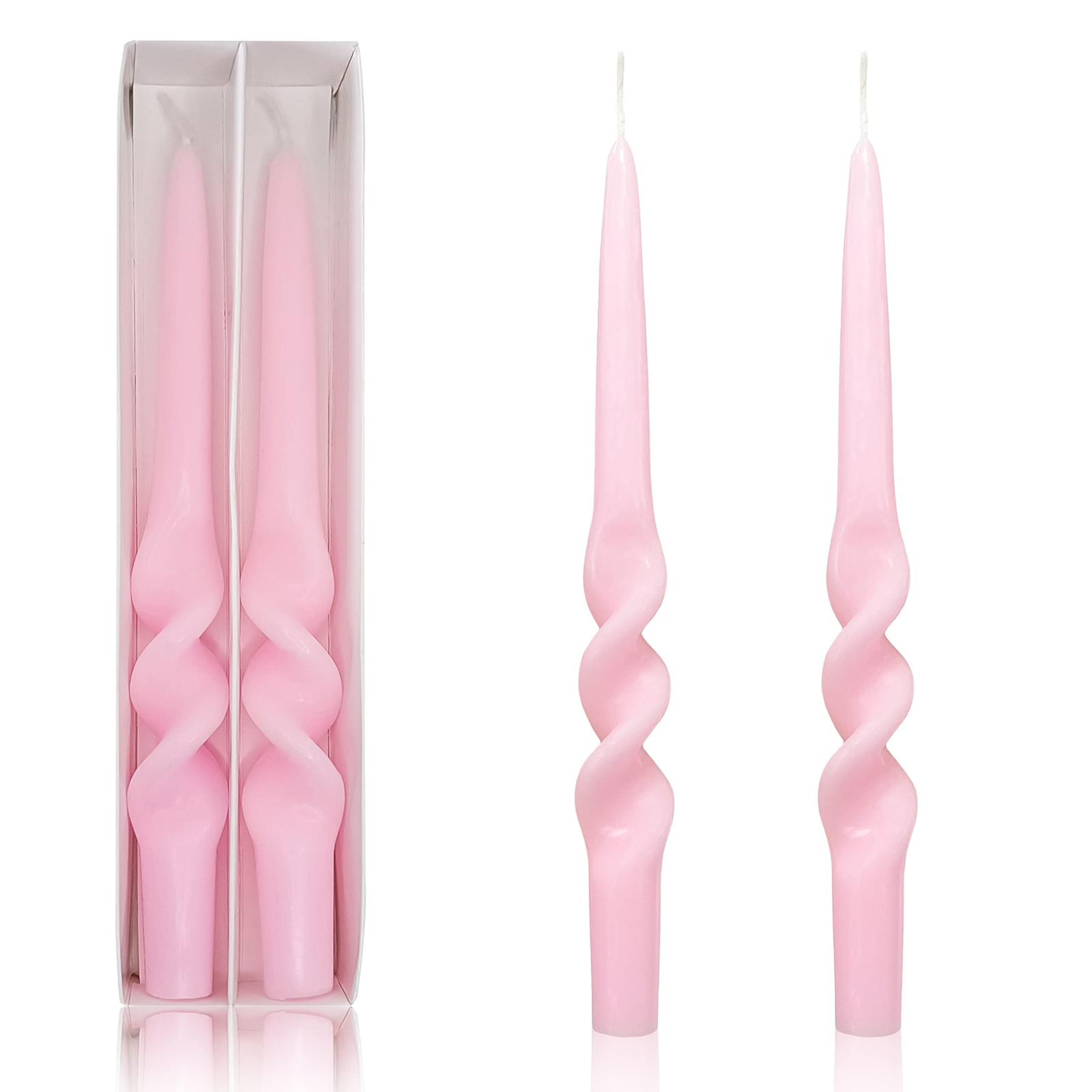 Spiral Taper Candles Smokeless Pink Twisted Candlestick Unscented Decorative