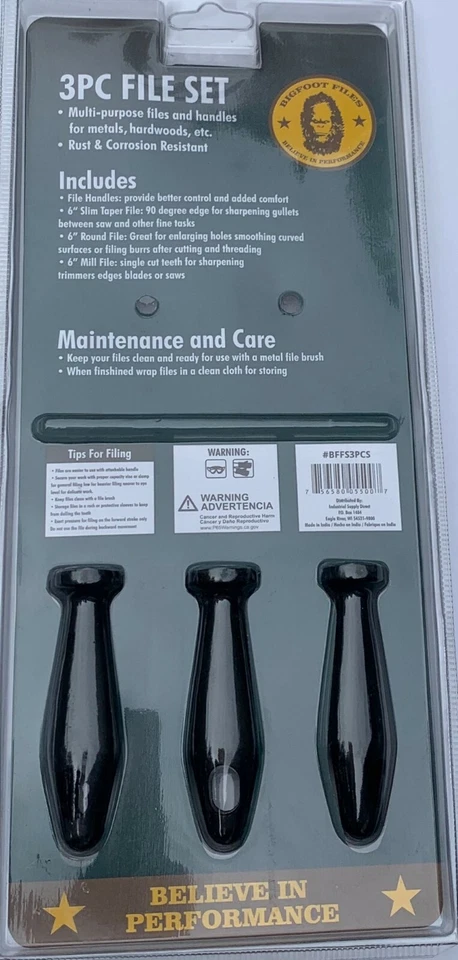 BIGFOOT- 3 Piece File Set With Handles. 6 INCH Round MILL SLIM - FREE SHIPPING!! - Image 4 of 4