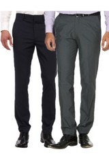NEW Mens smart formal suit trousers office work wedding Navy Blue Grey BIG LARGE