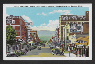 Casper Wyoming WY street view cars postcard