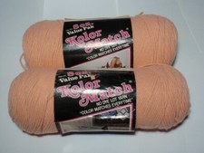 Lot 2 Vtg Kolor Match 8 oz Country Peach Worsted Weight Acrylic Yarn Skeins