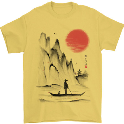 Gil dan Herren T-Shirt Japanisches Boot Sonnenuntergang 100% Baumwolle G5000