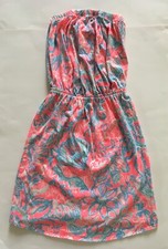 Lilly Pulitzer Windsor Strapless Dress Summer Siren Pink Sun Ray Seashell Sz XXS