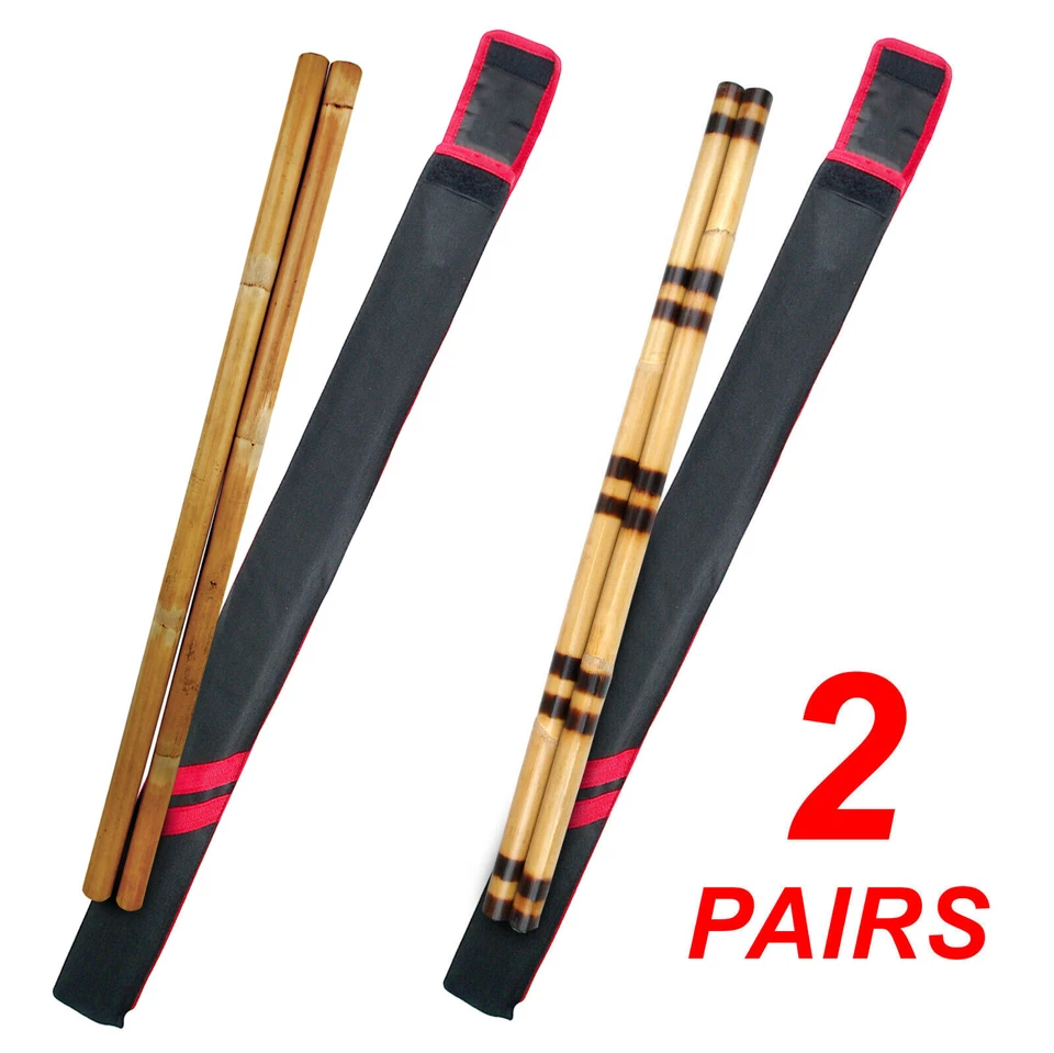 PROWIN CORP Set of 2 pairs 28" Escrima Sticks Kali Arnis Multi Node Rattan Burnt with Skin