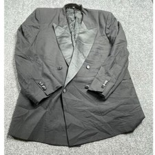 ABRIANI Men's Black Plain Wool Tuxedo Coat Blazer Size R46