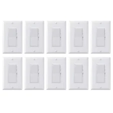 Decora Dimmer Light Switch Single Pole / 3-Way - LED / Incandescent / CFL 10 PK