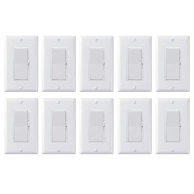 Decora Dimmer Light Switch Single Pole / 3-Way - LED / Incandescent / CFL 10 PK