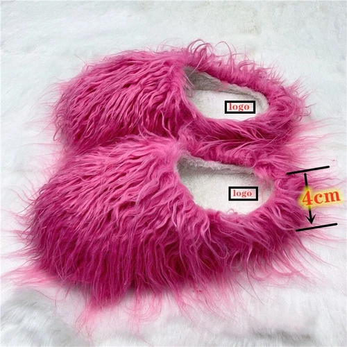 Outside Fashion Fluffy Sheep Mongolia Fur Sliper Shose For Women And Men - Picture 21 of 35