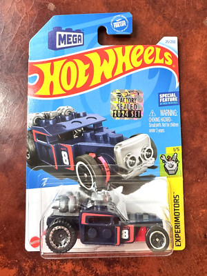 2024 Hot Wheels Blue BRICK AND MOTOR Mega Blocks Factory Sealed Set Car #25