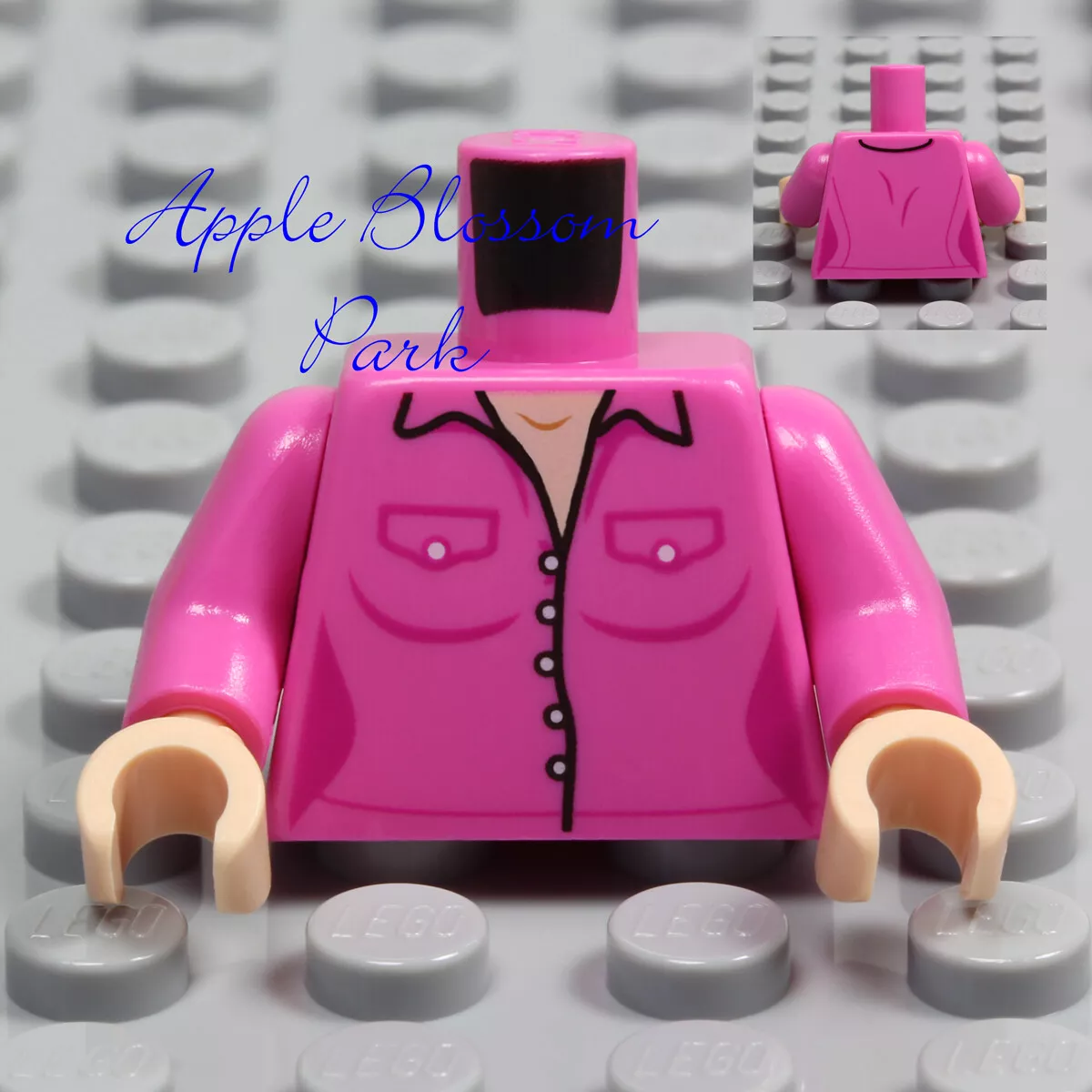 NEW Lego Minifig Dark PINK TORSO Female Girl Button Shirt Upper w Lt Flesh Hands