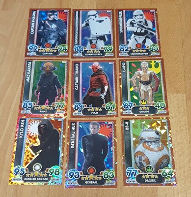 Topps Star Wars Force Attax 9 Karten Deutsch Foil Erste Ordnung/Der Widerstand